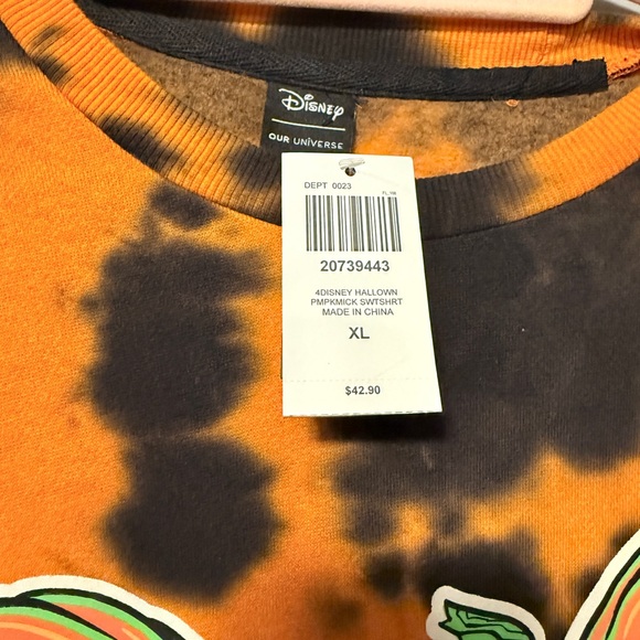 Disney Orange and Black Tie-Dye Sweatshirt XL NWT Our Universe - Picture 2 of 3